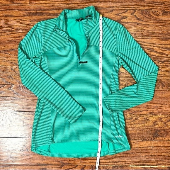 Eddie Bauer Green Stripe Pull On Half Zip Comfy Lounge Jacket Size Small - Picture 6 of 12